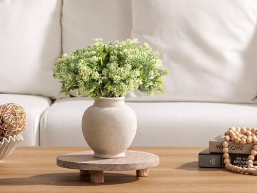 Ceramic Rustic Farmhouse Vase, White Small Flower Vase Decorative Vase Short Pottery Vases for Home Decor Table Living Room Entryway Mantel Bookshelf Bedroom Bathroom Kitchen - 6 Inch White - color: 6"h - White