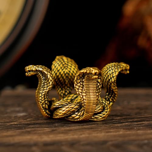 CHOVY 100% Solid Brass Four-Direction Snake Statue - Handcrafted Intertwined Serpent Sculpture, Vintage Mystical Collectible Art, Unique Gift for Mythology Lovers & Spiritual Seekers - style: Four Snakes