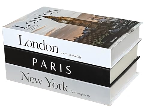 Coffee Table Decorative Books for Home Decor, Fake Books for Decoration, Aesthetic Bookshelf Decor for Living Room Office Bedroom, 3 Piece, Black, White, Brown (White, Black)