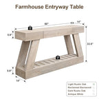 60" Farmhouse Entryway Table with Drawer, Wooden Hallway Foyer Table with Heavy Duty Base(Light Rustic Oak) - color: Light Rustic Oak