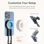 ULANZI MA30 Magnetic Phone Tripod Stand for iPhone - Aluminium Maglock Smartphone Mini Tripod Pocket Cell Phone Stand Strong Magnet Quick Mount Compatible with iPhone 17 16 15 14 13 12 Series, Black - color: Black