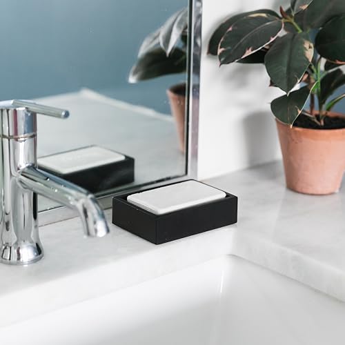 Yew Design Matte Black Square Soap Dish, Hand Soap Holder for Bathroom, Shower, Countertop, Bathtub, Wash Room, Kitchen with Non-Slip Protective Pads - color: Matte Black, size: Soap Dish Square