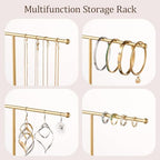 Gold Jewelry Holder Stand with Ceramic Tray: Small Hanging Necklace Organizer Tree for Earrings, Bracelets, Rings – Jewelry Display Hanger for Women & Girls, Green - color: green tray gold bar