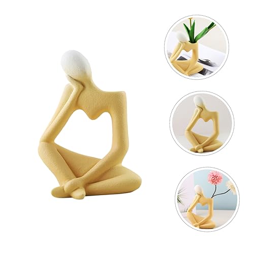 PRETYZOOM Minimalist Abstract Thinker Vase Ceramic Flower Pot for Home Decor Tabletop Decoration Modern Living Room and Office