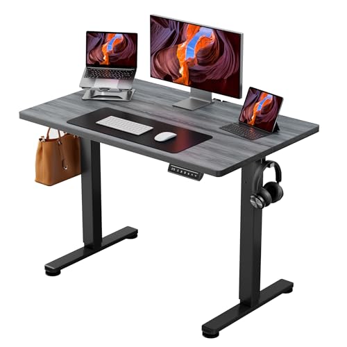 ErGear Height Adjustable Electric Standing Desk, 40 x 24 Inches Sit Stand up Desk, Memory Computer Home Office Desk, Grey - color: Grey, size: 39.4 x 23.6 Inches