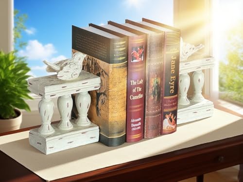 2PCS Birds Decorative Bookends Heavy Duty Resin Vintage Book Ends Books Stand Organizer for Kids Rooms Office Desk(Bird and Roman Column) - color: Bird and Roman Column