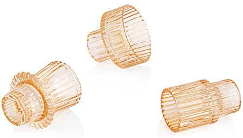 Vixdonos Glass Candlestick Holders Tealight Candle Holders for Table Centerpieces, Wedding Decor and Dinner Party (3 Pcs, Yellow) - color: Yellow, size: 3 Pcs