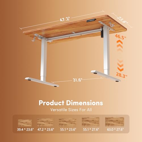 FEZIBO 48 x 24 Inchs Electric Standing Desk, Height Adjustable, Sit Stand Up, Computer Office Desk with Splice Board, White Frame/Light Rustic Top - color: Light Rustic, size: 48x24