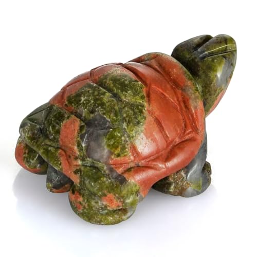 2" Unakite Turtle Figurine for Protection&Stability,Statue for Longevity,Turtle Decor for Homes&Offices