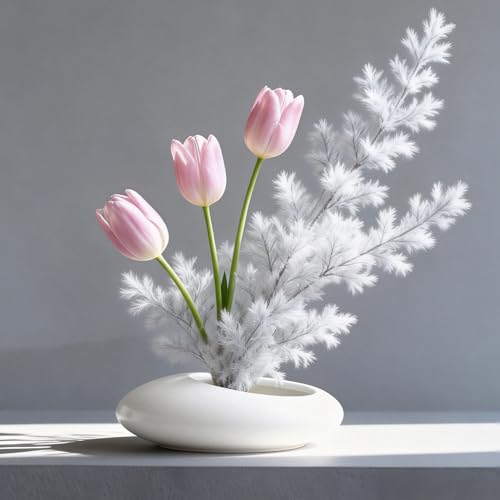 Flower Frog Vase Kit, Ikebana Flower Arrangement, Ceramic Water Drop Flower Pot & Flower Frog Flower Arrangement Vase Kit (White Small Size) - color: White Small Size