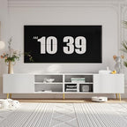 Modern 86in TV Stand for Living Room, Fluted Design Entertainment Center with Adjustable Shelves,Media TV Console Table with Storage for Bedroom,White - color: White