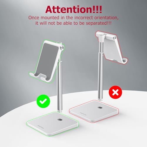 OMOTON Cell Phone Stand, Adjustable Angle Height Desk Phone Dock Holder for iPhone Air 17 Pro Max/Plus/XS/XR, Samsung Galaxy S20 / S10 / S9 / S8 and Other Phones (3.5-7.0-Inch) - color: Silver