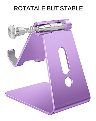 OMOTON Adjustable Cell Phone Stand, C2 Aluminum Desktop Phone Holder Dock Compatible with iPhone 15 14 13 Xs XR 8 Plus 7 6, Samsung Galaxy, Google Pixel, Android Phones, Purple - color: Purple