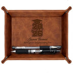 Personalized PU Leather Valet Tray Class of 2026 Graduation Gift with Engraved Name for Men, Boyfriend, Custom Graduation Tray Leather Dresser Organizer for Him & Her, Engraved Catchall Gift - style: Graduation