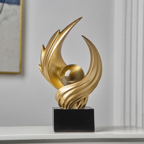 FJS Modern Gold Statue Living Room Decor, Resin Shelf Decor Accents, Abstract Art Sculptures Decorations for Bookshelf Dining Room Office Coffee Table TV Stand - color: A-gold