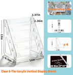 5-Tier Clear Acrylic Display Stand | No-Tool Snap-On Assembly | Portable Holder for Graded Sports Cards (PSA/BGS/SGC Slabs), Stickers, Stamps | Tabletop Organizer for Vendor Events, Retail Stores