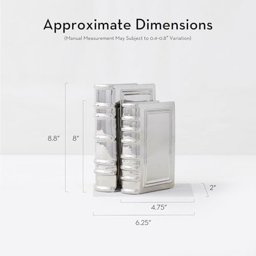 Z Gallerie Ceramic Books Set of 2 Decorative Books for Shelves, Desks & Tables Elegant Decorative Accessories for Living Room, Bedroom & Office,Silver - color: Silver