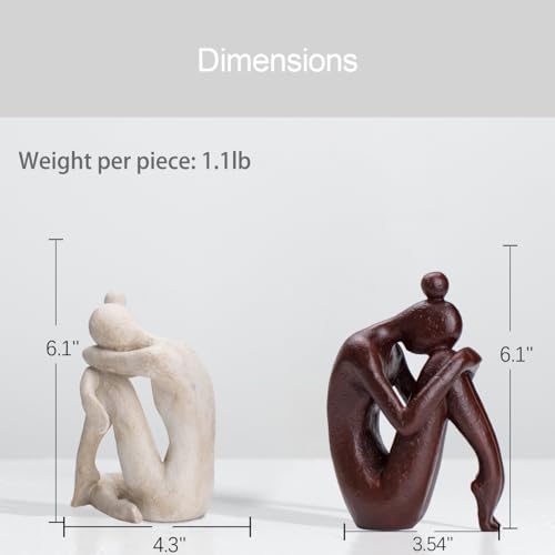 Decorative Bookends for Shelves, Unique Book Ends for Home Office Decor, Meditation Girl Statue Book Stopper for Bookshelf Decor, Modern Abstract Aesthetic Decoration White & Brown - style: Meditating Girls