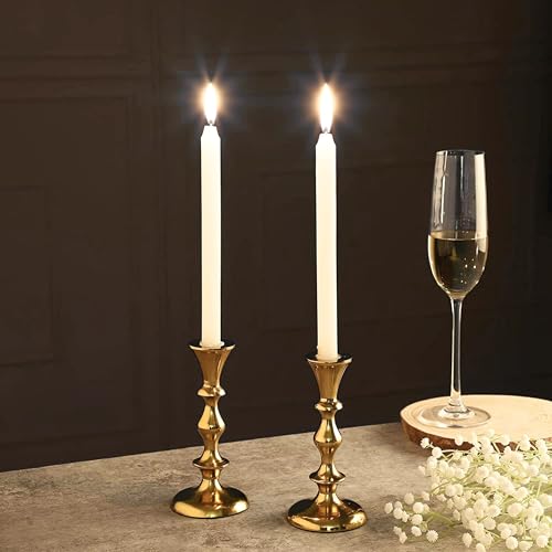 Rely+ Gold Candle Holders Set of 2 Decorative Centerpiece Table Candlesticks Holders for Taper Candles Home Decor Easter Candle Holders for Dinner Party Wedding Decorations - color: Gold