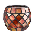 Ipetboom Glass Votive Candle Holder - Christmas Candle Holders Red Mosaic Tealight Candlestick Xmas Dining Table Centerpieces for Home Wedding Decorations Romantic Decor Party Ornament - 3.34x2.75in
