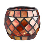 Ipetboom Glass Votive Candle Holder - Christmas Candle Holders Red Mosaic Tealight Candlestick Xmas Dining Table Centerpieces for Home Wedding Decorations Romantic Decor Party Ornament - 3.34x2.75in