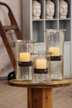 Glass Hurricane Pillar Candle Holder with Rustic Metal Insert, Perfect as a Centerpiece (Large) - size: 19" Tall Clear