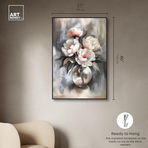 Art Remedy Glass Vase Flowers Canvas Luxury Floral Art, Black Frame, 30" x 45" - color: Black Frame, size: 46"L x 31"W