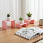 Chuangdi 2 Sets Acrylic Display Risers, Product Stand, Jewelry Display Riser Shelf Showcase Fixtures for Dessert Cupcake Candy Figure Treat Action Showcase(Pink,Small Set) - color: Pink, size: Small Set