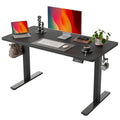TIQLAB Standing Desk 47 x 24 inch, Electric Height Adjustable Desk with Splice Board, Stand Up Desk, Sit Stand Computer Desk for Home Office, Black Frame/Black Top - color: Black, size: 47*24 inch