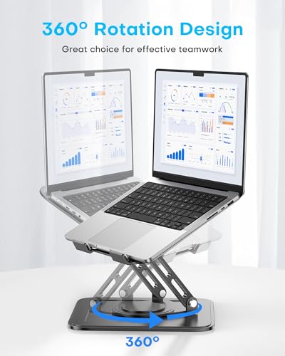 LOXP Adjustable Laptop Stand, Computer Stand with 360 Rotating Base, Ergonomic Laptop Riser Mount for Desk Foldable Protable Computer Desk Fits with MacBook Pro Air (10-16") - Black - color: Classic Black