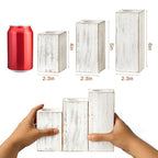 MelonBoat Rustic Flameless LED Candles 3-Pack, Battery Operated Candles with Wooden Candle Holders, White Rustic Farmhouse Decor, Farmhouse Candle Holder for Valentines Holiday Party Home Decor