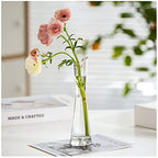 Hand-Made Blown Art Bud Glass Vase Clear Small Glass Vase Glass Flower Vase Heavy Base Single Stem Flower Drop Vase for Flower and Office Bud Home Wedding Decor (Oblique Mouth)