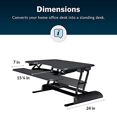 Vari - VariDesk Essential 36 - Two-Tier Standing Desk Converter for Monitor & Accessories - Height Adjustable Sit Stand Desk - Fully Assembled Monitor Riser for Home Office - 36" Wide, Black - size: Essential 36