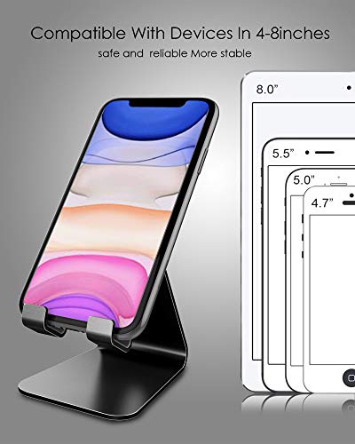 CreaDream Cell Phone Stand, Cradle, Holder, Aluminum Desktop Stand Compatible with Switch, All Smart Phone, iPhone 11 Pro Xs Max Xr X Se 8 7 6 6s Plus SE 5 5s-Black - color: Black
