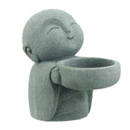 Landical Buddha Sandstone Statues, Zen Monk Praying Statue Sculptures Ornament for Wealth Good Luck Feng Shui Decor Home Office Car Decoration(Jizo Monk) - style: Jizo Monk