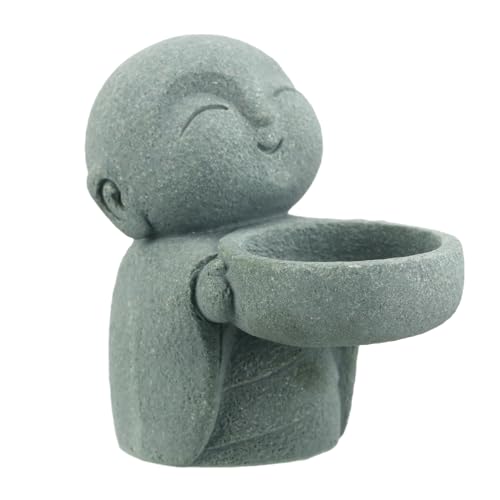 Landical Buddha Sandstone Statues, Zen Monk Praying Statue Sculptures Ornament for Wealth Good Luck Feng Shui Decor Home Office Car Decoration(Jizo Monk) - style: Jizo Monk