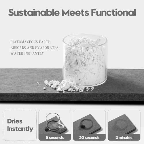Razborci 2PCS Bathroom Trays, Water Absorbing Diatomite Stone Quick Drying Mat for Kitchen Counter, Dish Rack Soap Dispenser Sponge Holder Caddy Sink Vanity Organizer, Dark Gray Slate,9"x3.5" - color: 2 Pack - Charcoal Gray, size: 9" x 3.5"