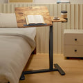 Overbed Bedside Table with Wheels, Pneumatic Adjustable Medical Tilt Top Hospital Bed Table Over The Bed, Rolling Laptop Desk, Mobile Standing Desk for Hospital and Home Use, Rustic Brown - color: Rustic Brown
