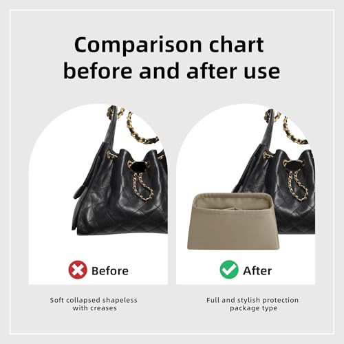 DGAZ Silk Purse Organizer Insert Fits Chanel 25 Handbags，Silky Smooth Bag Organizer，Luxury Handbag & Tote Shaper(Gris Tourterelle,Mini) - color: Gris Tourterelle, size: Mini