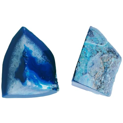 Crystal Book Ends Blue Dyed Agate Bookends Large 4-5 Lbs for Heavy Books 1 Pair - color: Blue, size: 4-5LBS