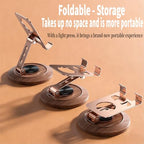 Adjustable Cell Phone Stand,360 Rotating Foldable Desktop Cellphone Stand with Anti-Slip Base Portable Phone Holder for iPhone 17 16 15 14 13 Pro Max, All Smart Phones, iPad - color: Wood grain color