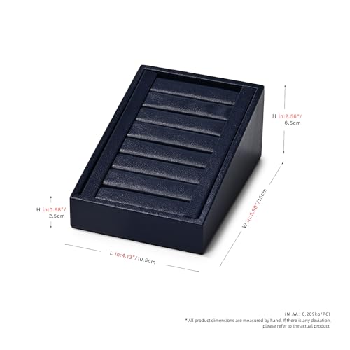 Oirlv Premium PU Leather Ring Tray Display Stand Jewelry Organizer Ring Holder for Trade Show(Blue) - color: Leather Blue