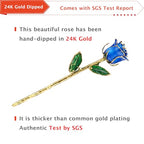 AliveRose Dipped 24k Gold Rose, 24K Gold Rose Made from Real Rose - Unique Design 24K Dipped Rose for Anniversary Valentines Mothers Day Birthday Gifts (Blue Original Rose with Crystal Vase) - color: 2. Blue Original Rose With Crystal Vase