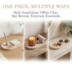 Natural Italian Travertine Tray Oval Decorative Marble Vanity Tray for Bathroom Countertop Hand-Polished Organizer for Kitchen Soap Jewelry Coffee Table Beige (11.8X5.9 Inch)