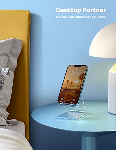 Lamicall Cell Phone Stand, Desk Accessories - Clear Office Cell Phone Holder, Acrylic Phone Stand, Desktop, Acrylic Office Desk Decor Accessories, Suitable for iPhone, 4-8'' Phone, Gifts - color: clear