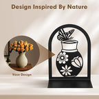 Aertiavty 2 Pcs Bookends for Shelves, Large Heavy-Duty Morden Vase Book Ends, Non-Skid Butterfly Bookends, Decorative Book Holder for Home Office, Metal Black Floral Book Stopper, 1 Pair - style: Butterfly Vase