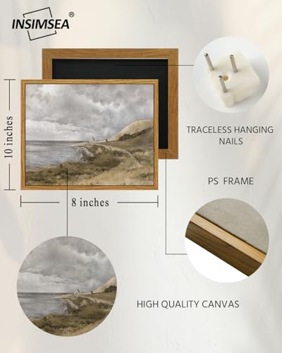 InSimSea Framed Canvas Wall Art Vintage Decor, Home Decor Danish Coastal Landscape in Stormy Weather Classical Paintings, Coastal Wall Art for Living Room Bedroom Office Decor, 8"x10" - color: Danish Coastal, size: 10"L x 8"W