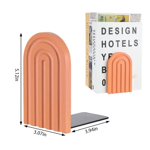 JarThenaAMCS 6Pcs Boho Arch Wood Bookends Colorful Book Stand Non Skid Decorative Rainbow Book Ends for Holding Books Movies CDs