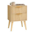 YAUKOMEL Fluted Nightstand,Small Bedside Table,Natural Wood Night Stand,Light Wood Side Table with Solid Wood Legs,End Table for Bedroom,Small Space 11.8" D x 15.7" W x 22.8" H Natural CTG55Y - color: Natural, style: Fluted Style