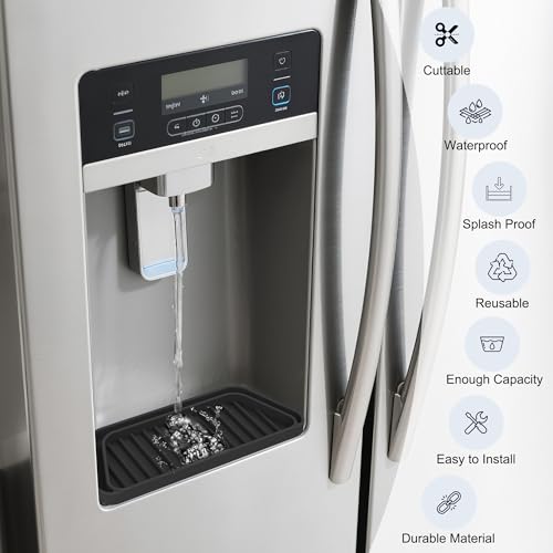 KindGa Refrigerator Drip Catcher Tray,Protector Ice and Water Dispenser Pan,Fridge Spills Water Pad Catch Basin for Drainage 2 Pack (Rectangular,Black) - color: Black, size: 2 pack Rectangular Black